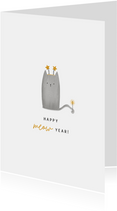 Neujahrskarte mit Katze 'Meow Year'