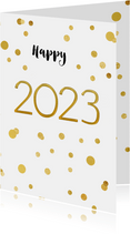 Nieuwjaarskaart 2023 confetti goud