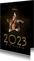 Nieuwjaarskaart 2023 met foto en ster op achtergrond