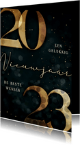 Nieuwjaarskaart gouden 2023 donkergroen stijlvol