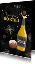 Nieuwjaarskaart nieuwjaarsborrel zakelijk champagne oliebol