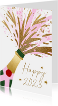 Nieuwjaarskaart zakelijk champagne goudlook hip 