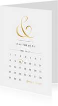 Save the Date kaart klassiek kalender goudfolie