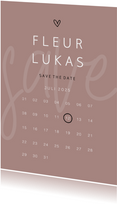 Save the date minimalistisch met hartje kalender
