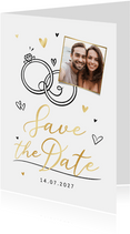 Save the date trouwkaart doodle timeline illustratie hartjes