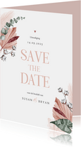 Save the date trouwkaart droogbloemen stijlvol klassiek foto