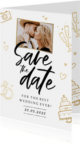 Save the date trouwkaart hip stijlvol goud foto