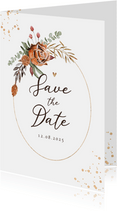 Save the date trouwkaart stijlvol droogbloemen waterverf