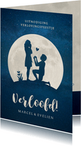 Silhouet verlovingskaart - uitnodiging verlovingsfeest maan