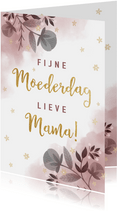 Stijlvolle moederdagkaart waterverf, bloemen en typografie