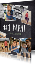 Stoere fotocollage vaderdagkaart met veel polaroids en namen