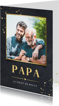 Stoere vaderdagkaart met zwarte achtergrond en foto