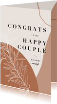 Trendy abstracte felicitatiekaart huwelijk congrats en takje