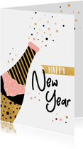 Trendy nieuwjaarskaart met champagne