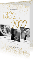 Uitnodiging 1982/2022 jubileum fotocollage met confetti