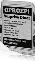 uitnodiging - advertentie Surprise Diner