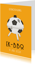 Uitnodiging EK barbecue - oranje met voetbal bbq