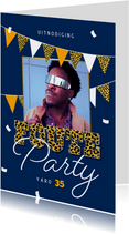 Uitnodiging foute party panterprint foto slingers
