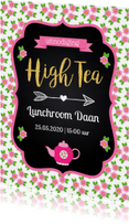 Uitnodiging High Tea typografie bloemen