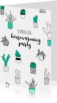 Uitnodiging housewarming party cactussen planten