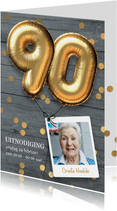 Uitnodiging verjaardag 90 jaar ballon