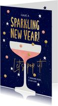 Uitnodiging zakelijke nieuwjaarsborrel kaart champagne