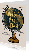 Vaderdag 'World's Best Dad' illustratie wereldbol goud