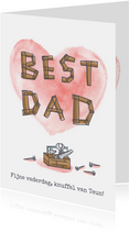Vaderdagkaart best dad timmerwerk en groot hart