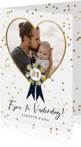 Vaderdagkaart met grote foto in hart van goud en lint