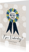 Vaderdagkaart 'World's Best Dad' met kleurrijk lint