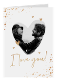 Valentijnskaart hart liefde goud spetters i love you