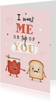 Valentijnskaart humor jam boterham match hartjes grappig