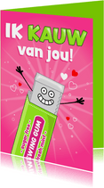 Valentijnskaart met pakje kauwgom