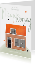 Verhuiskaart huis illustratie nieuwe woning oranje groen