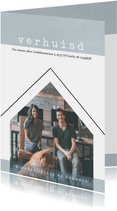 Verhuiskaart, modern en eenvoudig met foto in vorm van huis