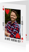Verjaardagskaart birthday king speelkaart met foto leeftijd