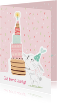 Verjaardagskaart bunny taart