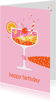 Verjaardagskaart cheers cocktail roze