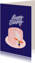 Verjaardagskaart - grote taart klein meisje