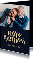 Verjaardagskaart happy birthday man confetti typografisch