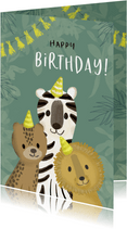 Verjaardagskaart met jungledieren