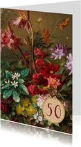 Verjaardagskaart met schilderij van bloemenbos