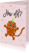 Verjaardagskaart voor een vriendin met rode kat