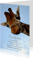 Vriendschap kaart giraf met gedicht