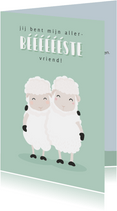 Vriendschapskaart met grappige illustratie van 2 schapen.