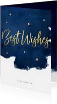 Weihnachtskarte Aquarell Best Wishes mit Sternen
