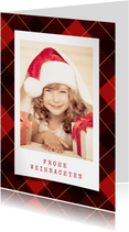 Weihnachtskarte mit Foto auf Schottenmuster