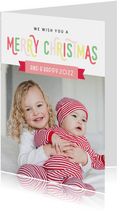 Weihnachtskarte mit Foto und bunter Schrift