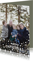Weihnachtskarte mit Foto und weißen Konfetti