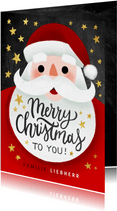 Weihnachtskarte mit Weihnachtsmann und Sternen